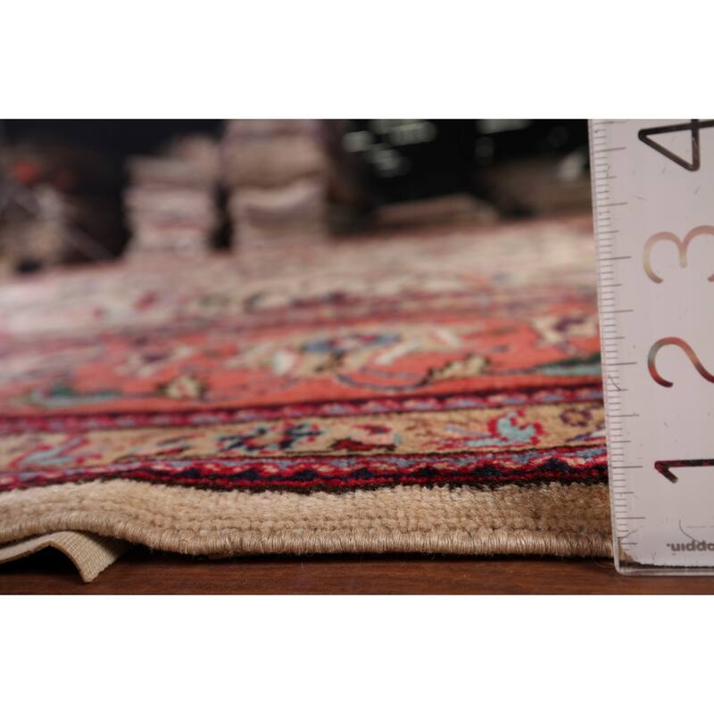 Signed Sarouk Vintage Persian Area Rug Handmade Wool Carpet - 9'10" x 12'6"