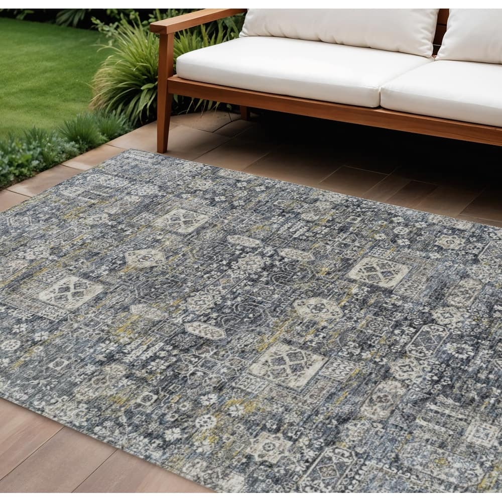 HomeRoots Oriental Transitional Rectangle Outdoor Rug