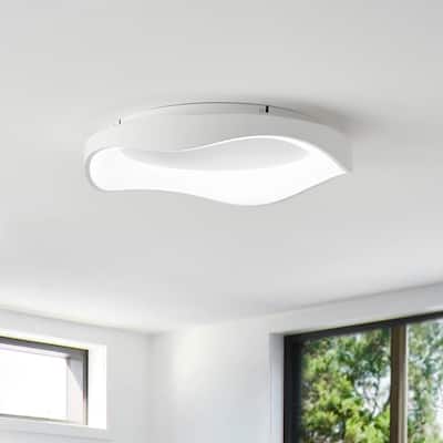 1-Light Modern Dimmable Wavy Lines LED Flush Mount Lighting - 19.7"D×19.7"W×3.9"H