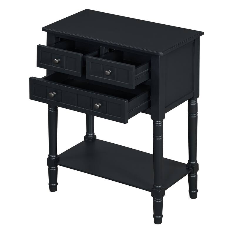 Narrow Console Table, Slim Sofa Table with Three Storage Drawers and Bottom Shelf for Living Room, Easy Assembly