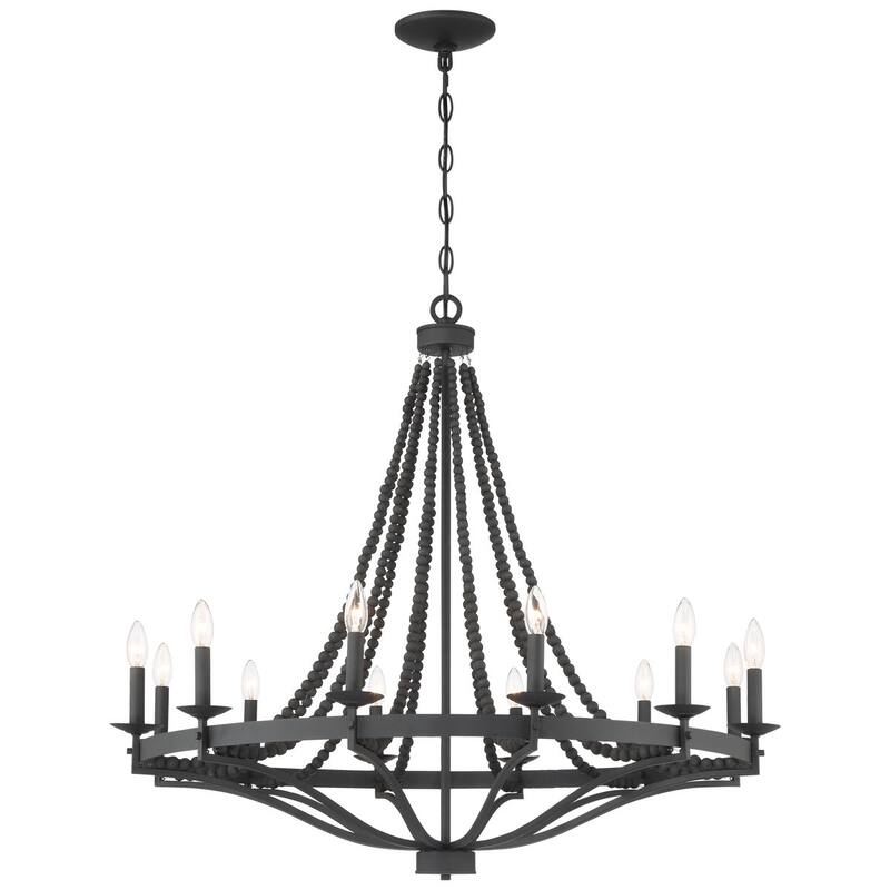Mattheo 12-light Rustic Black Empire Beaded Chandelier