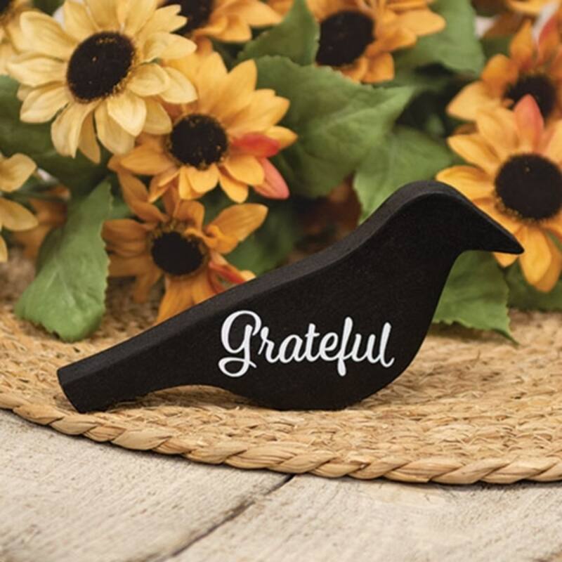 Grateful Crow Chunky Wood Sitter Rustic Fall Table Decor - 6” x 0.75” x 2.75”