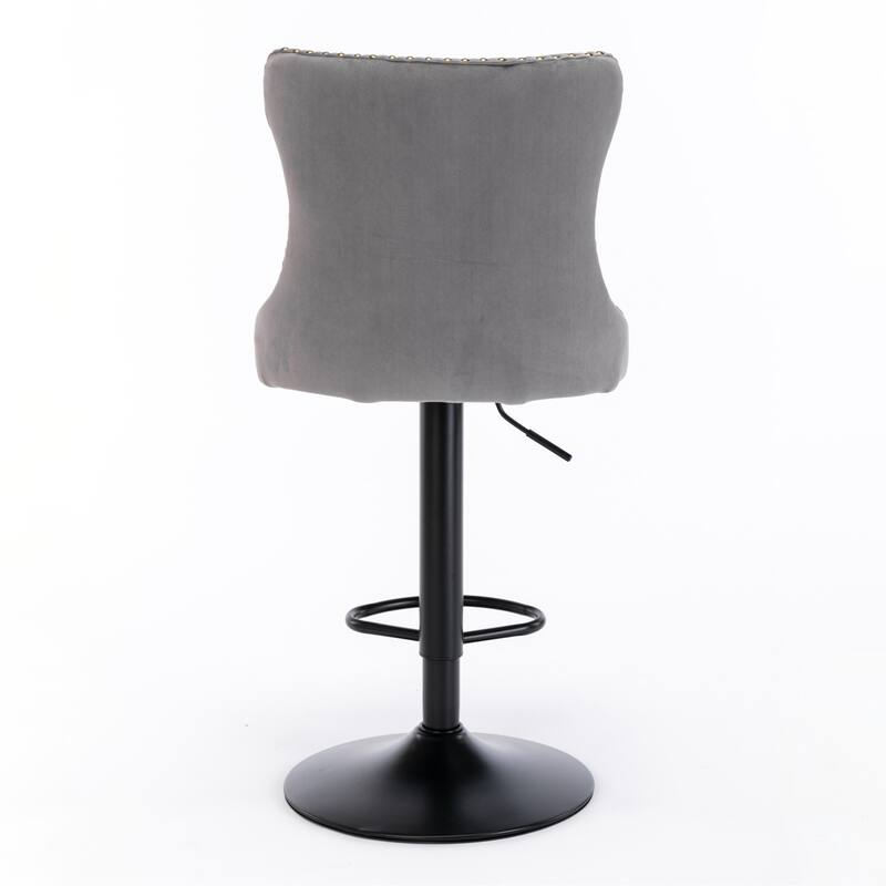 Roomfitters Upholstered Bar Stools Set of 2 with Adjustable Height and Nailhead Trim, Modern Swivel Counter Stools
