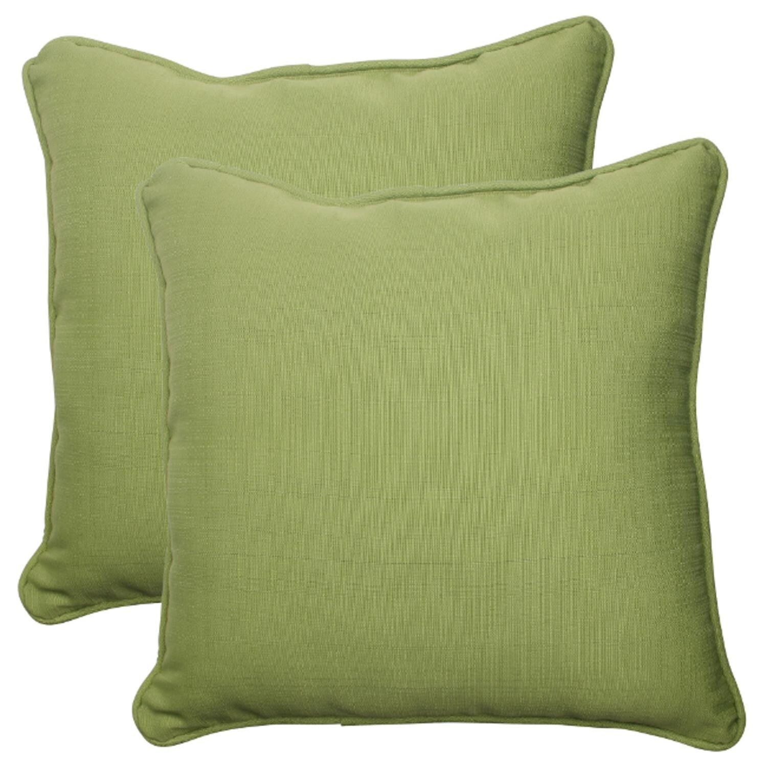 Shop Set Of 2 Solid Olive Green Outdoor Patio Corded Square Throw Pillows 18 5 Overstock 16618498