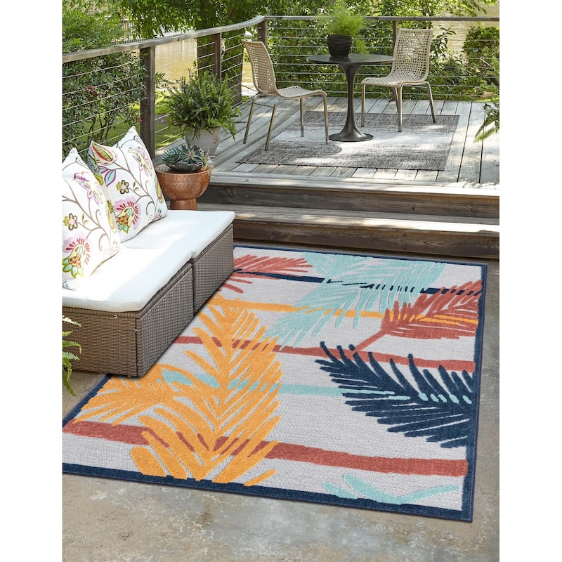 Outdoor Helena Collection Area Rug - Gray - 9'x12'