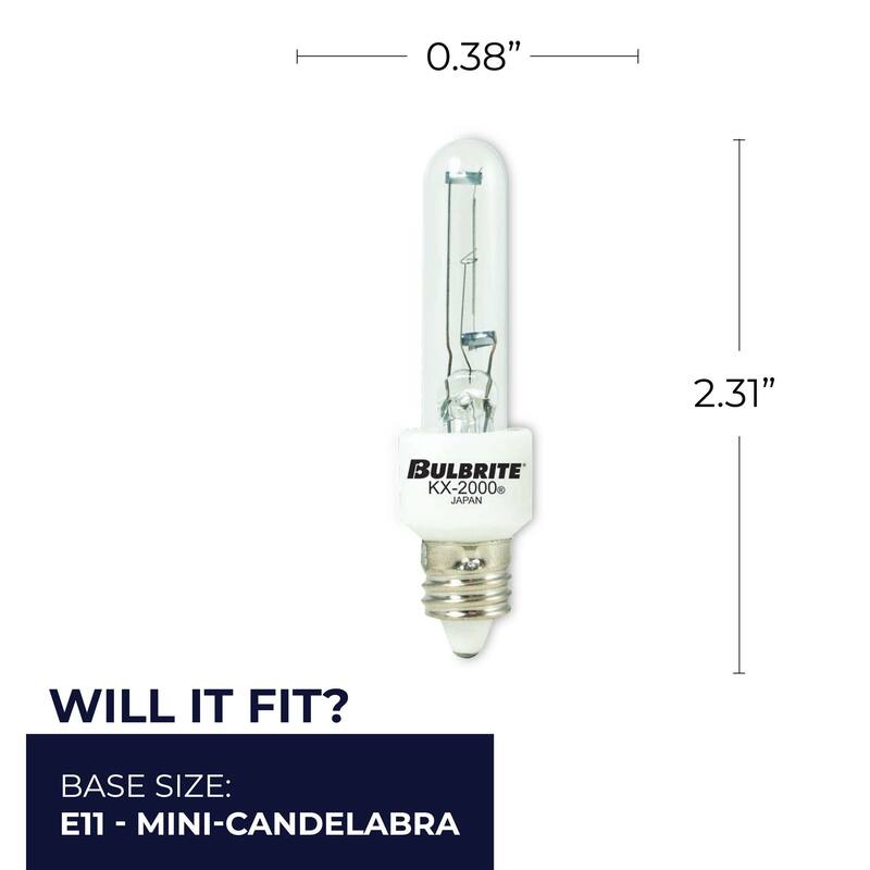Bulbrite Pack of (2) Dimmable T3 Mini-Candelabra (E11) Krypton Bulb