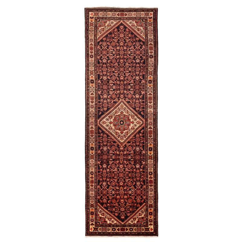 ECARPETGALLERY Hand-knotted Andelz Black, Red Wool Rug - 3'5 x 10'9