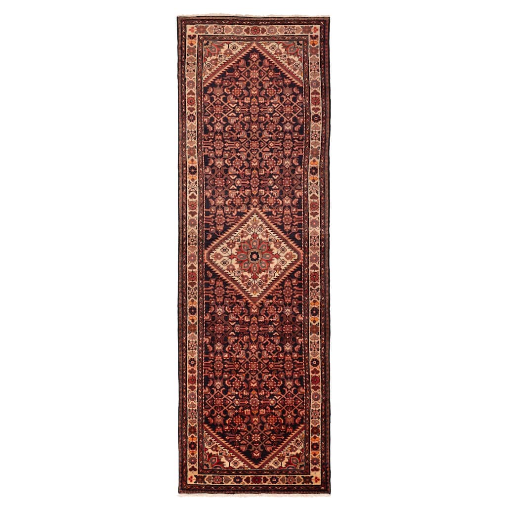 ECARPETGALLERY Hand-knotted Andelz Black, Red Wool Rug - 3'5 x 10'9