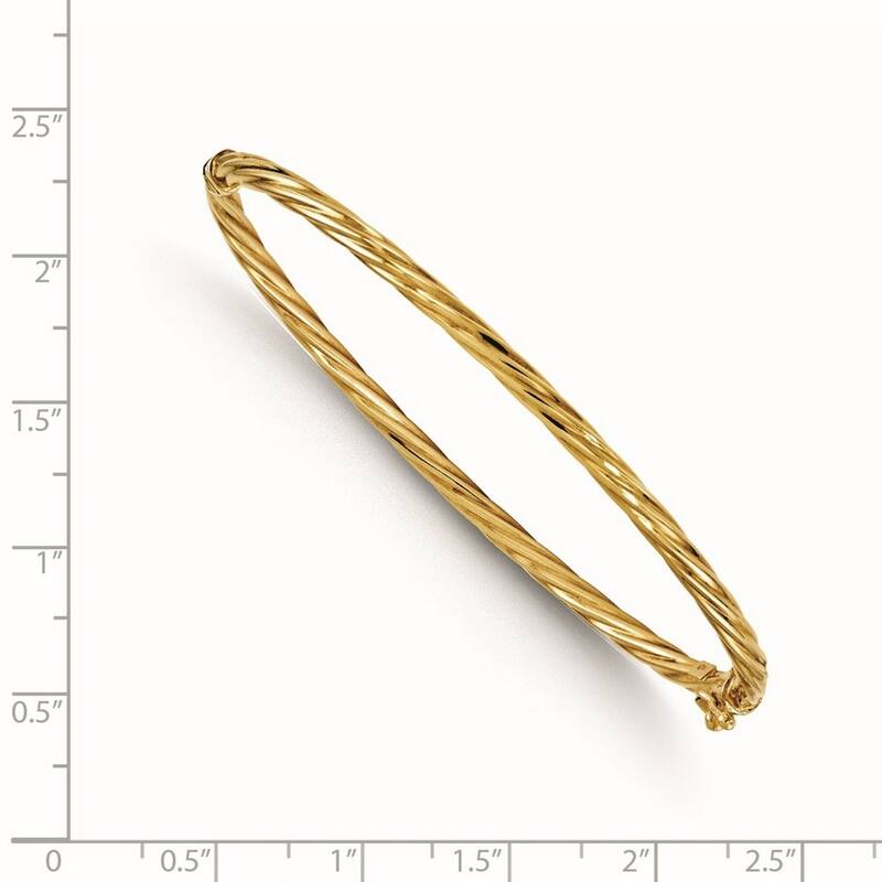 Curata 14k Yellow Gold Hinged Twisted Polished Stackable Bangle Bracelet