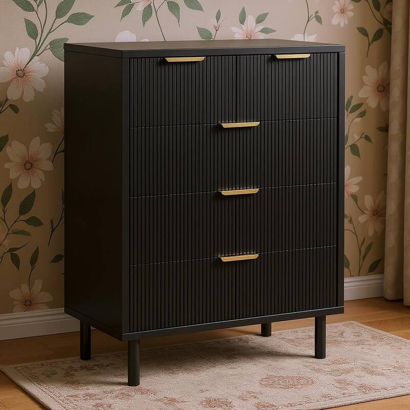 38'' Wave Fluted 5 Drawer Dresser, with Anti-Tipping Device