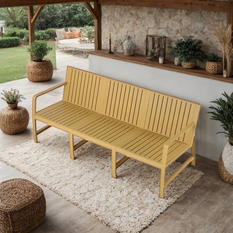 Malwee Indoor/Outdoor Furniture Chair Set with Table, All-Weather UV Resistant PP Material, for Garden, Balcony & Living Room - Yellow - 1-Piece