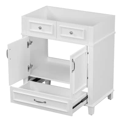 Stylish Retro Bathroom Vanity with Unique Groove Pattern, Durable MDF & Wood Construction - 29.37in L