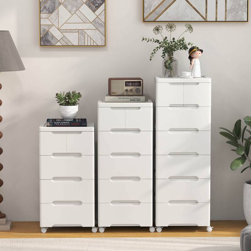 Costway 2 PCS 6-Drawer Plastic Rolling Storage Cart with 4 Universal - See Details