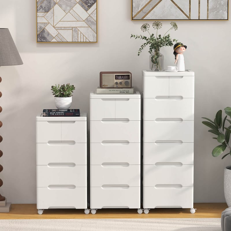 Costway 2 PCS 7-Drawer Plastic Rolling Storage Cart with 4 Universal - See Details