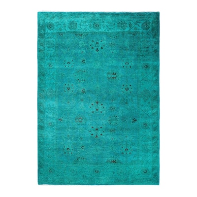Fine Vibrance One-of-a-Kind Hand-Knotted Area Rug - Blue, 4' 1" x 6' 1" - 4' 1" x 6' 1"