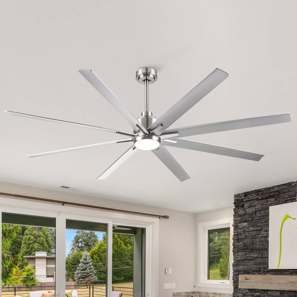 72 in. Integrated LED Indoor Brushed Nickel Smart Ceiling Fan with Remote and APP Control - 72 INCHES