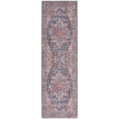 Caki Power Loomed Distressed Floral Area Rug By HomeRoots - 10' Runner