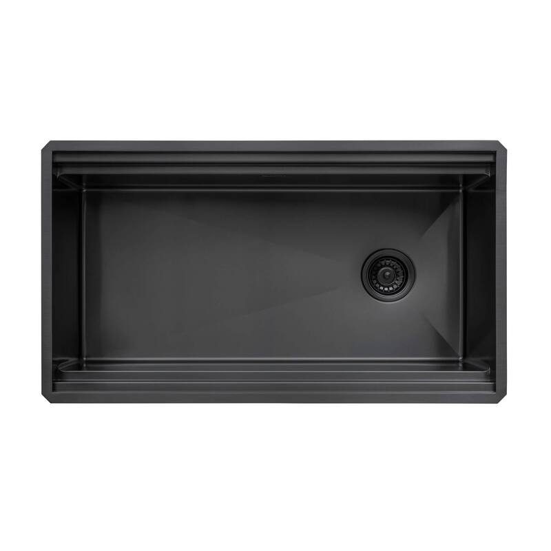 Ruvati 33-inch Gunmetal Black Stainless Steel Workstation Kitchen Sink Undermount - RVH6222BL