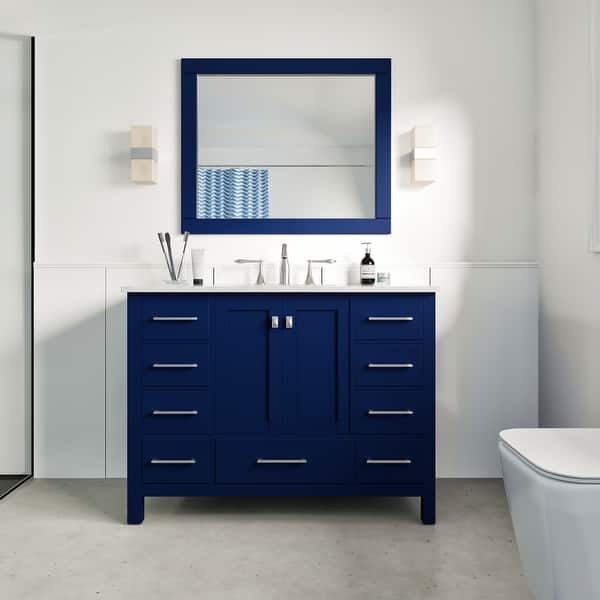 Aberdeen 48 in. W x 22 in. D Vanity in Dove Grey with Carrara Marble Top with White Sink