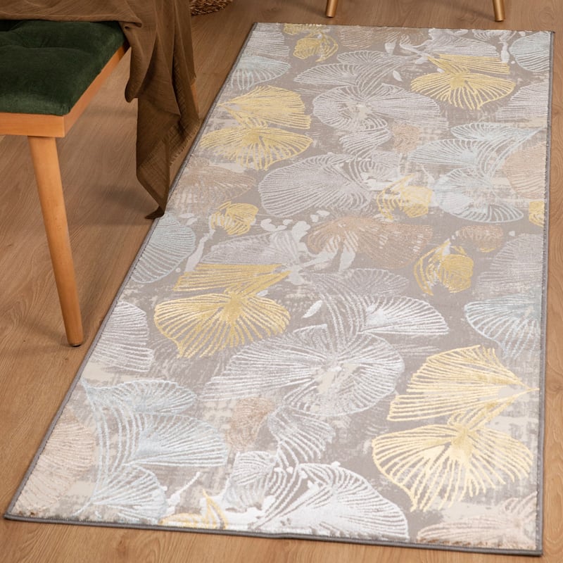 London Collection Cream/ Grey Botanical Area Rug