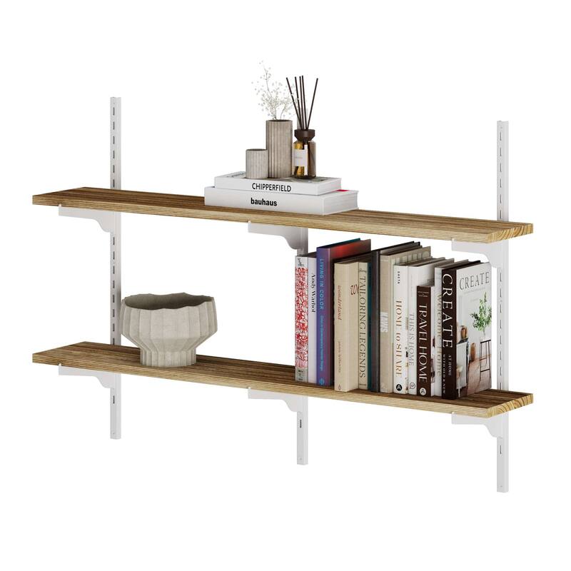 Wallniture Turin 36" Floating Wall Shelf with Adjustable Brackets, Rustic Shelves, Wall Mounted, Boho Decor, Wood, Tier Options