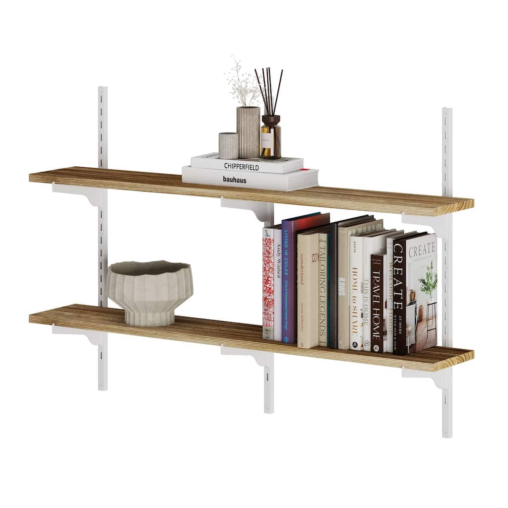 Wallniture Turin 36" Floating Wall Shelf with Adjustable Brackets, Rustic Shelves, Wall Mounted, Boho Decor, Wood, Tier Options