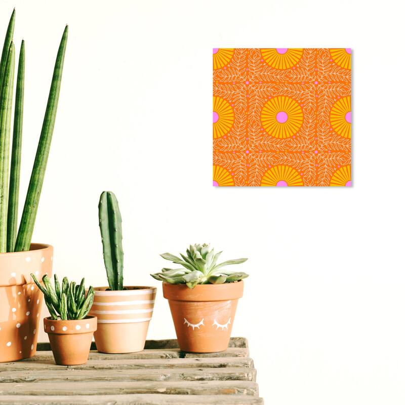 Wynwood Studio Canvas Abstract Sun Energy Orange and Neon Violet Modern & Contemporary Wall Art Canvas Print - 12 x 12