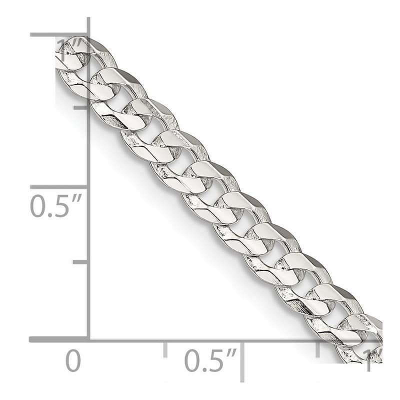 Curata 925 Sterling Silver 4.5mm Concave Beveled Curb Chain Necklace for Men