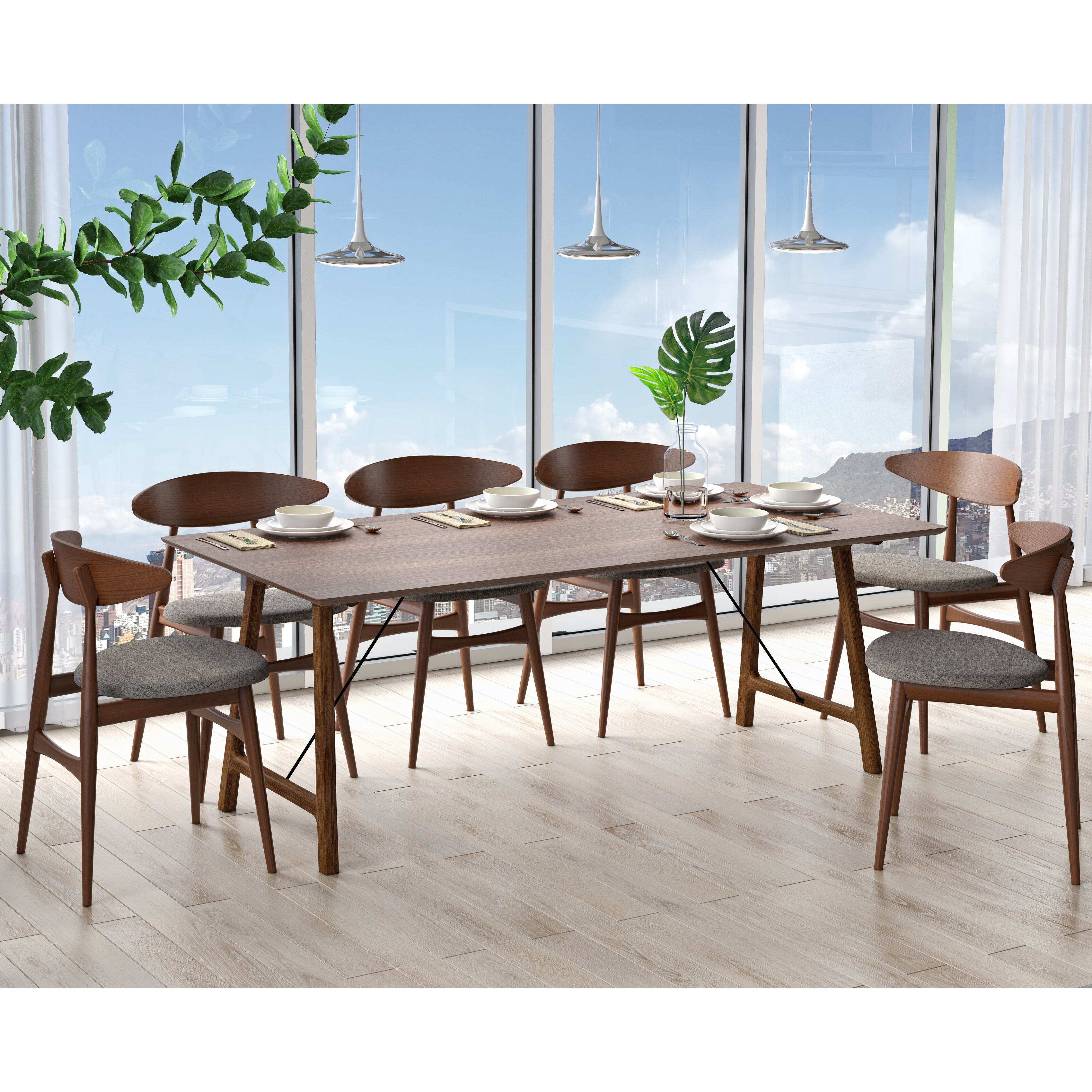 Modrest Utah - Modern Walnut Rectangular Dining Table