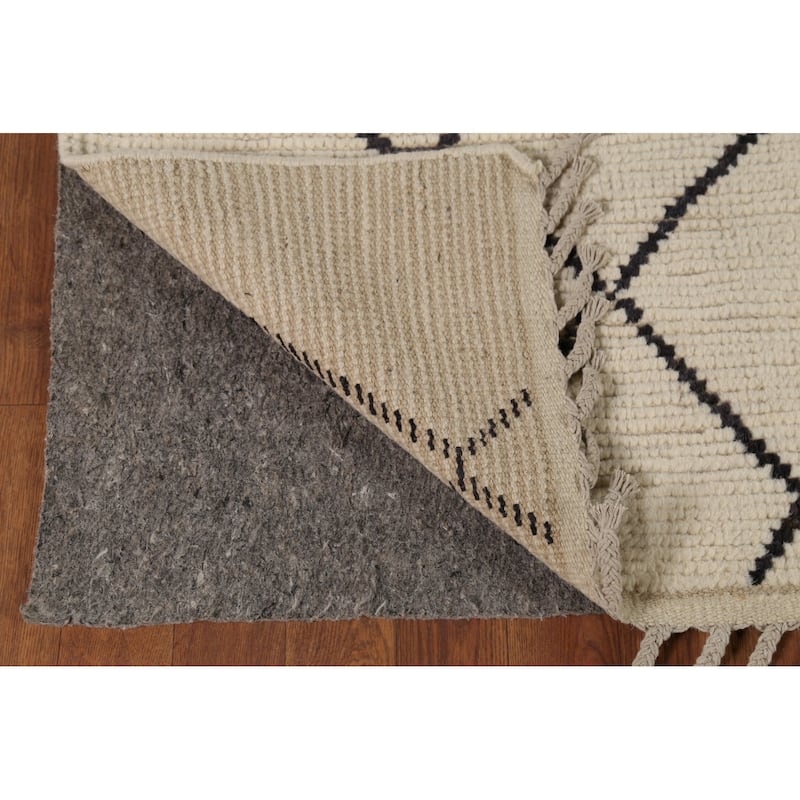 All-Over Geometric Moroccan Area Rug Hand-Knotted Wool Carpet - 7'9"x 9'8"