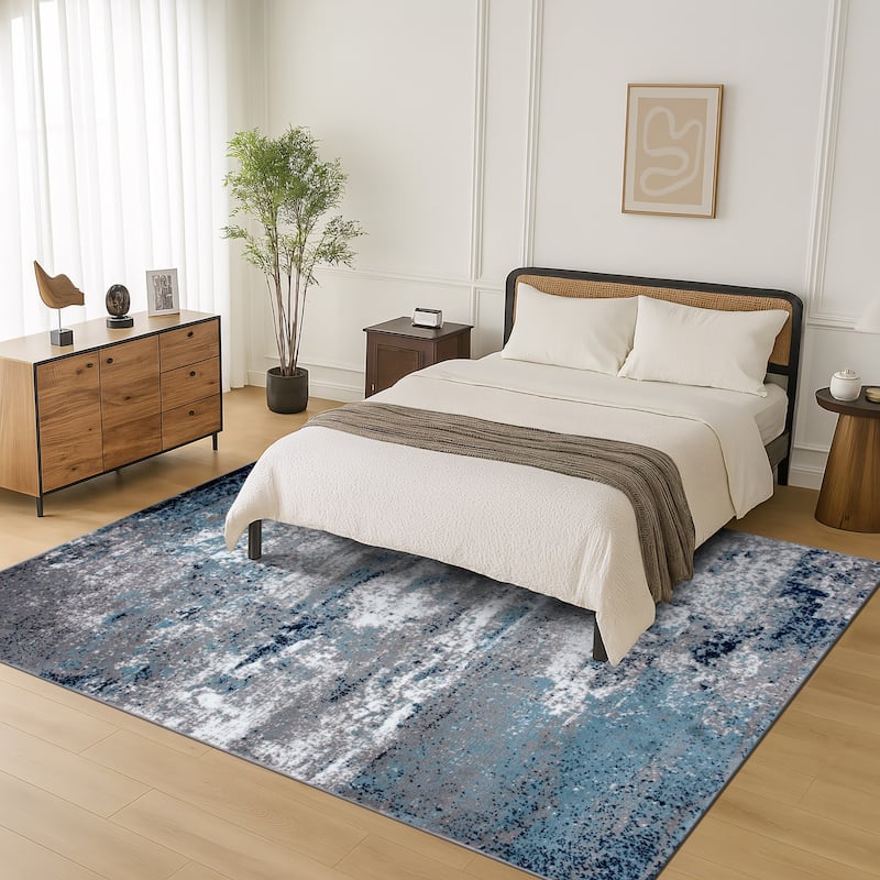 World Rug Gallery Distressed Abstract Watercolor Area Rug