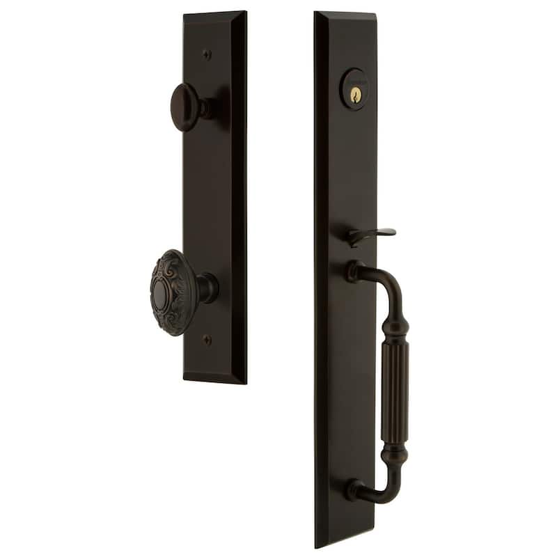 Grandeur Fifth Avenue Solid Brass Rose Dummy Full Plate "F" Grip - Timeless Bronze