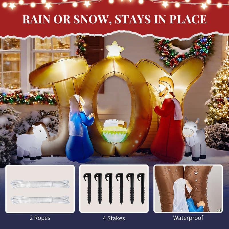 7.5FT Lighted Christmas Inflatable Nativity Scene with JOY Sign