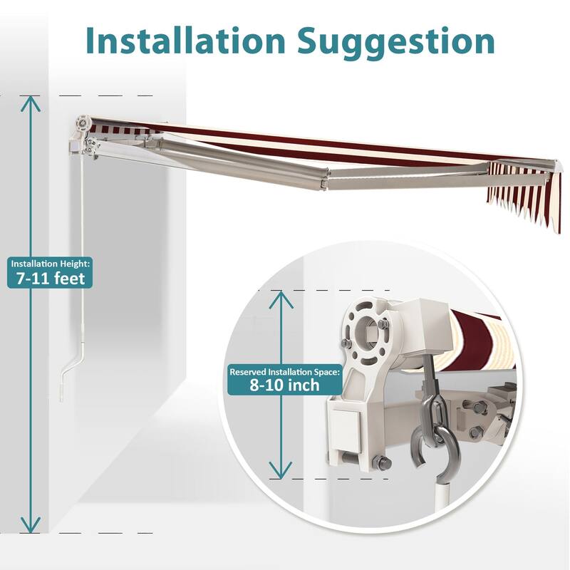 MCombo10x8Feet Manual Retractable Patio Door Window Awning Sunshade Shelter Outdoor Canopy