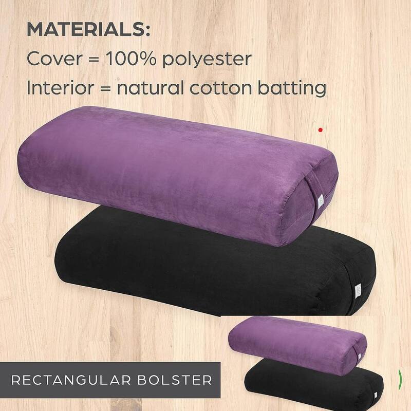 Yoga Firm Large Yoga Bolster Pillow Cushion 24" x 12" x 6" for Restorative Yoga, Rectangular Cotton and Removable Cover