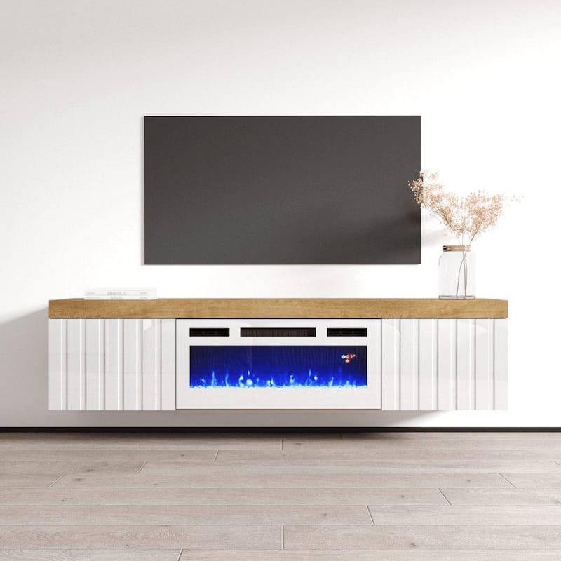 Knoxville WH-EF Electric Fireplace 71" TV Stand - Oak/White