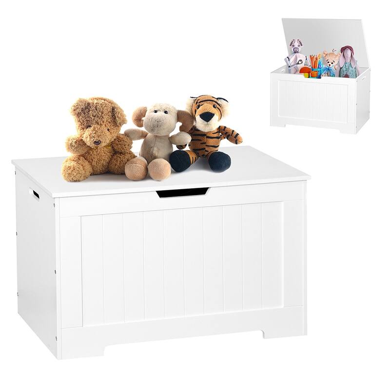 Kid's Toy Chest with 2 Safety Hinge, Wooden Storage Box, Organizer, Bench - N/A