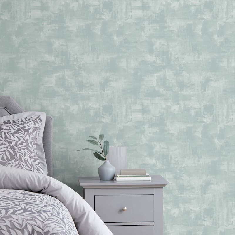 Fine Decor Ives Aqua Painterly Wallpaper