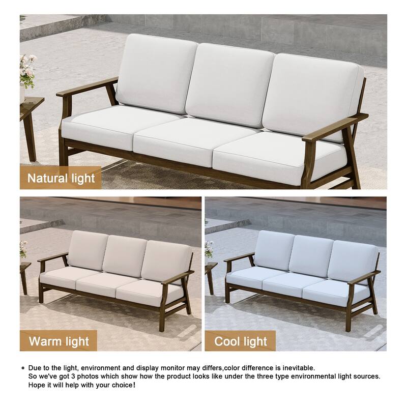 Modern Wood Cushioned 5-Piece Outdoor Patio Conversation Set