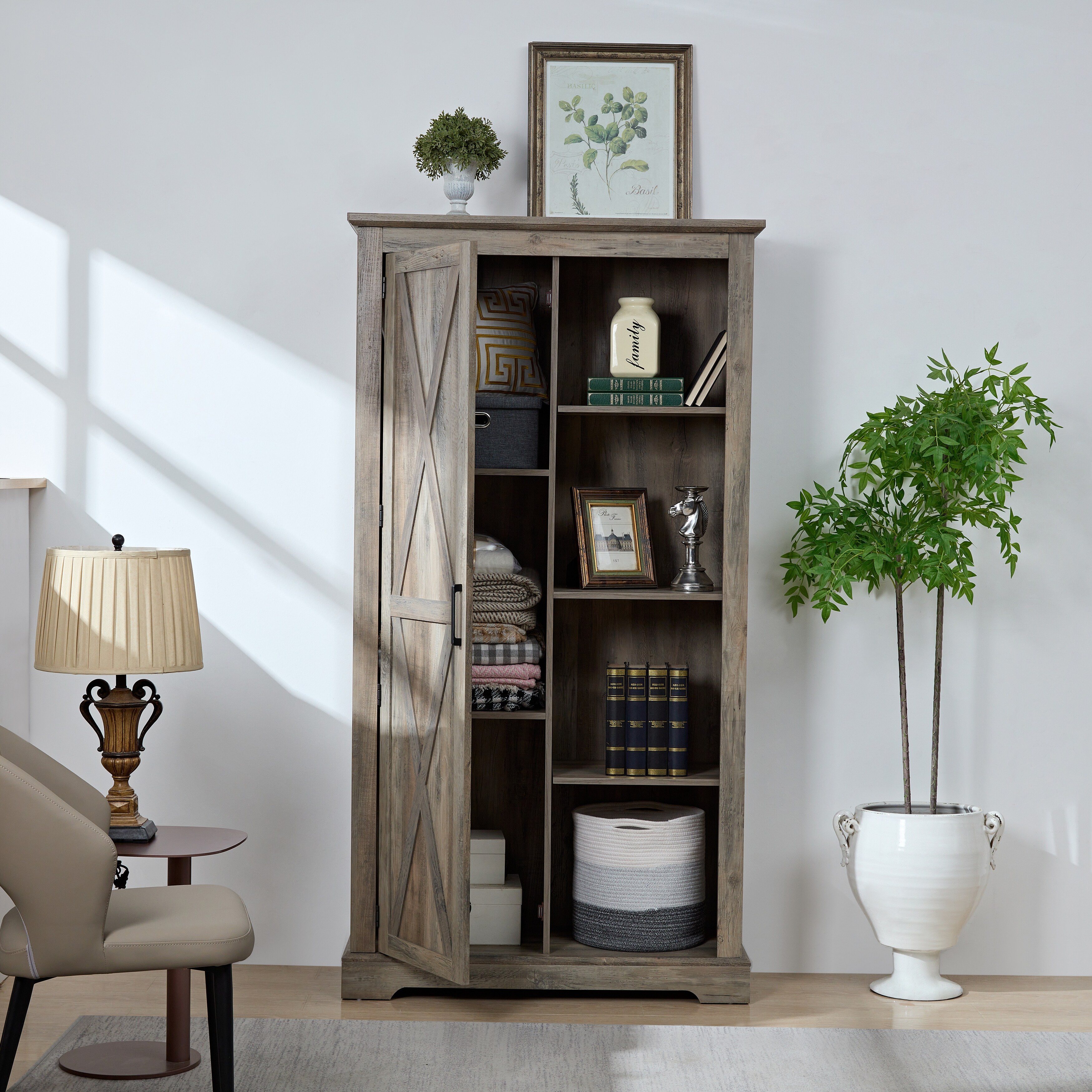 Tall Storage Cabinet Wood Farmhouse Furniture Drawer Shelves On Sale Bed Bath Beyond 40708418