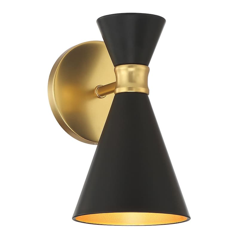 Kovacs P1826 Conic 1 Light 9" Tall Downlight Wall Sconce with Steel - Coal / Honey Gold