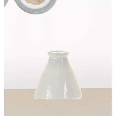 HomeRoots Set Of Two 6.25" Terracotta White Round Table vase - 4.5