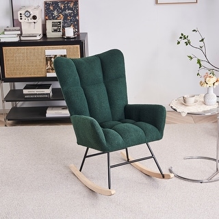 Solid Wood Rocking Chair with Emerald Teddy Upholstery - Bed Bath ...