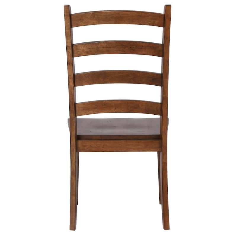 Ladder Back Dining Chairs - Set of 2 - Rustic Farmhouse Style - Amish Brown Finish