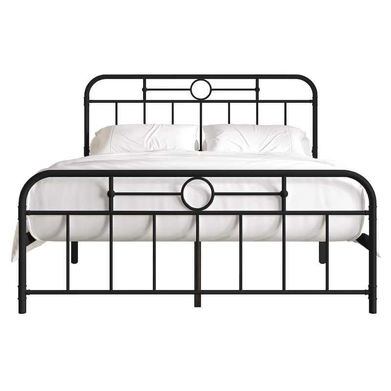 CraftPorch Minimalist Curved Edge Metal Platform Bed - Black - Queen