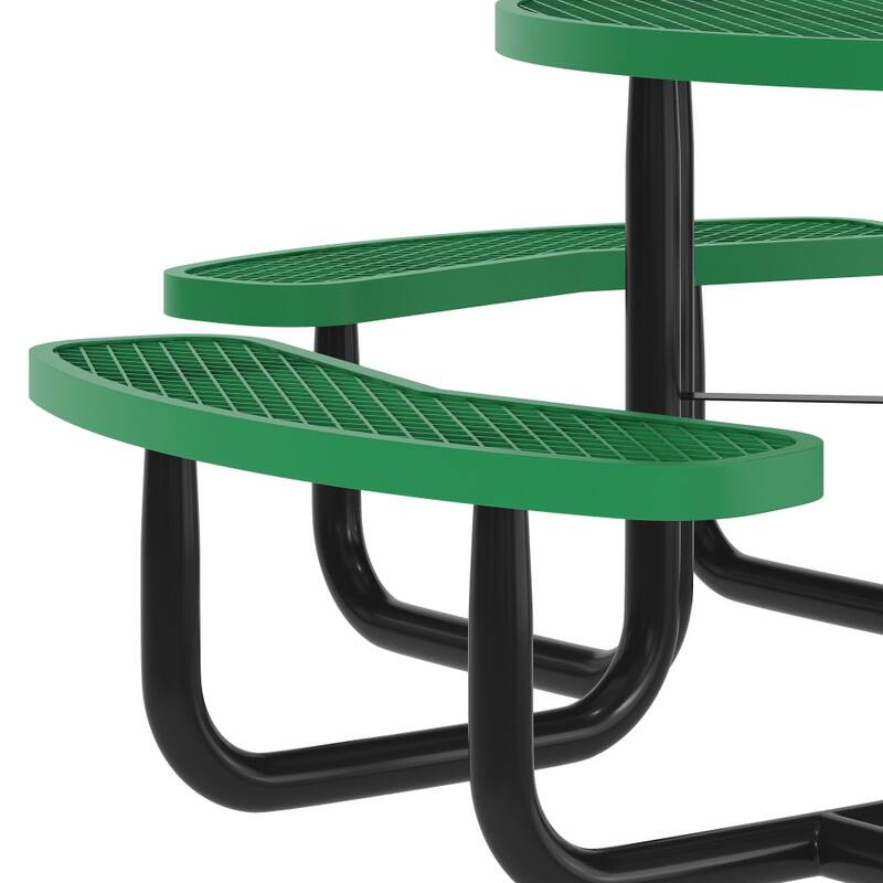 46" Round Wheelchair Accessible Metal Picnic Table with Ground Anchors - 82.5"W x 82.5"D x 29"H