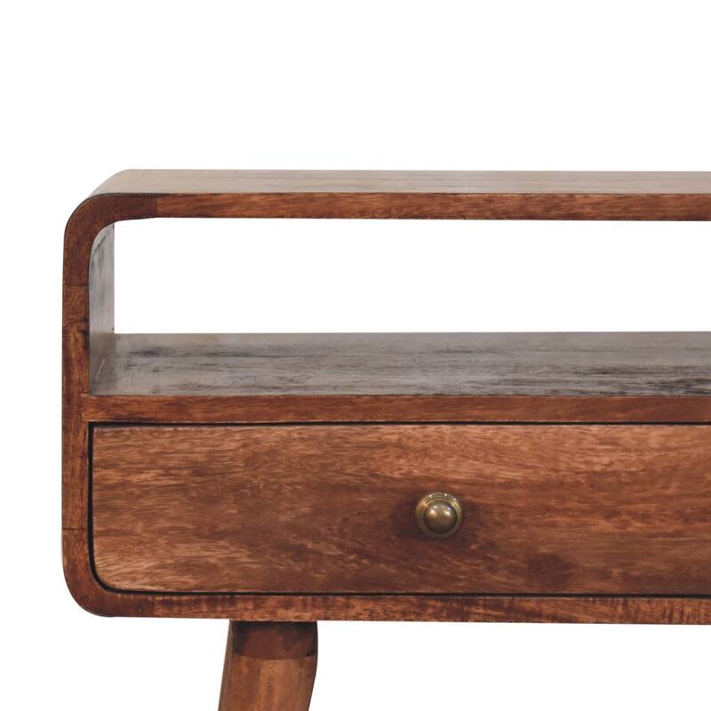 Artisan Furniture Solid Wood Curved Honey Caramel Console Table