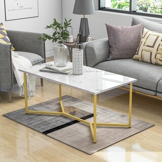 Mid Century Modern Marble Rectangle Coffee Table - Bed Bath & Beyond ...
