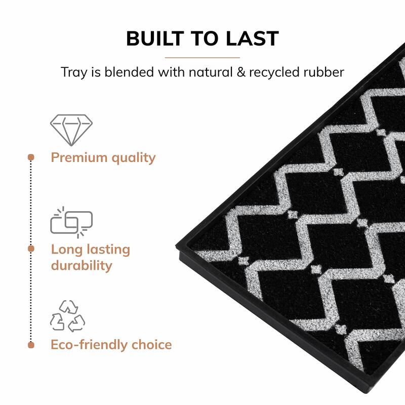 Jani Natural & Recycled Rubber Boot Tray with Black & Ivory Diamond Coir Insert