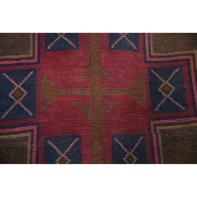 Ardebil Persian Vintage Runner Rug Handmade Wool Carpet - 3'7" x 13'4"